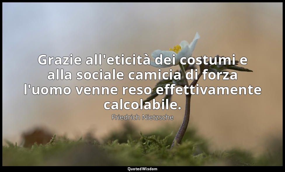 Grazie all'eticità dei costumi e alla sociale camicia di forza l'uomo venne reso — Friedrich Nietzsche