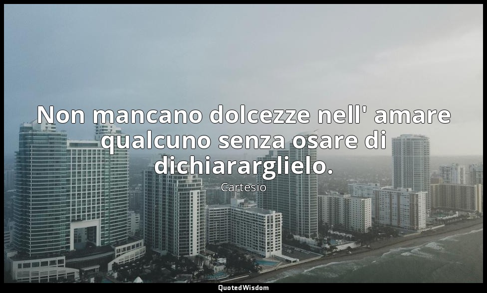 Non mancano dolcezze nell' amare qualcuno senza osare di dichiararglielo. — Cartesio