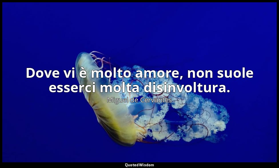 Dove vi è molto amore, non suole esserci molta disinvoltura. — Miguel de Cervantes