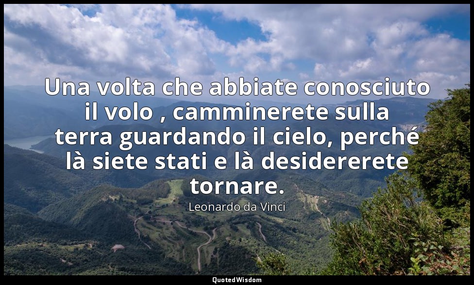 Una volta che abbiate conosciuto il volo , camminerete sulla terra guardando il  — Leonardo da Vinci