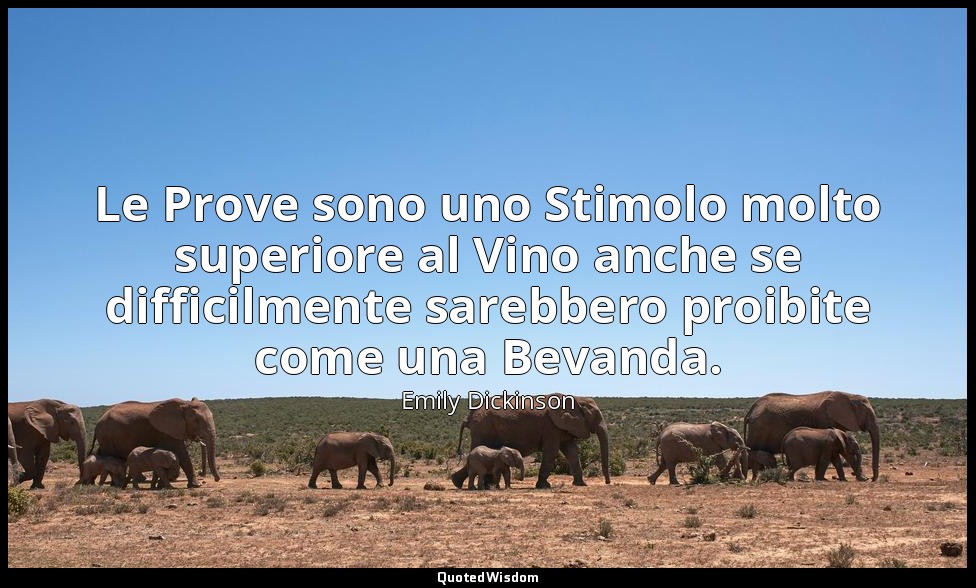 Le Prove sono uno Stimolo molto superiore al Vino anche se difficilmente sarebbe — Emily Dickinson