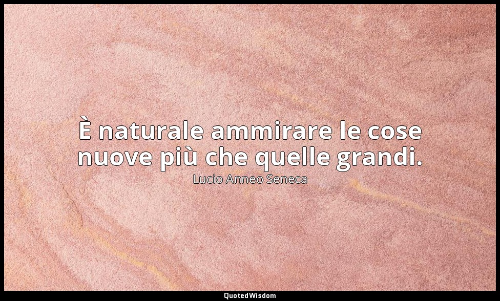 È naturale ammirare le cose nuove più che quelle grandi. — Lucio Anneo Seneca