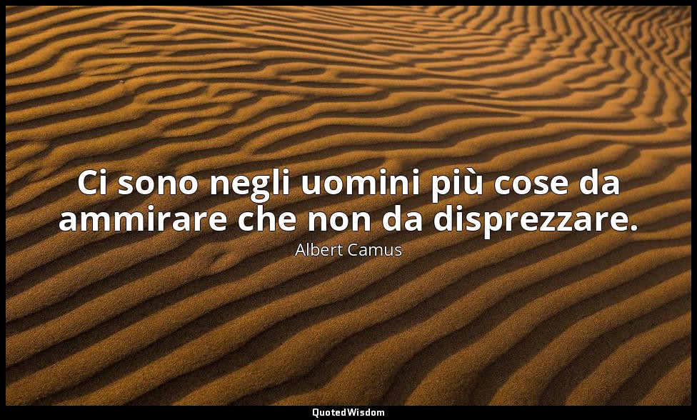 Ci sono negli uomini più cose da ammirare che non da disprezzare. — Albert Camus