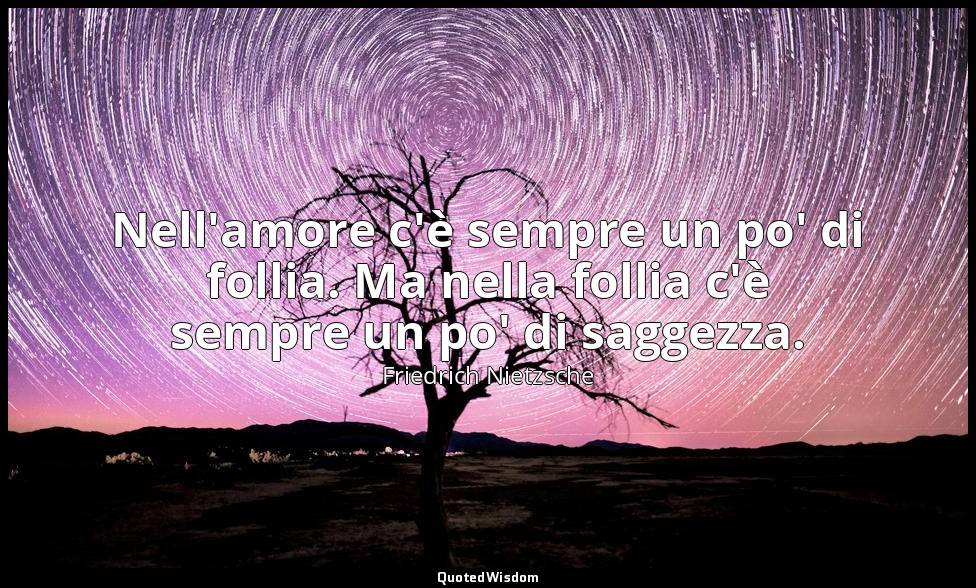 Nell'amore c'è sempre un po' di follia. Ma nella follia c'è sempre un po' di sag — Friedrich Nietzsche