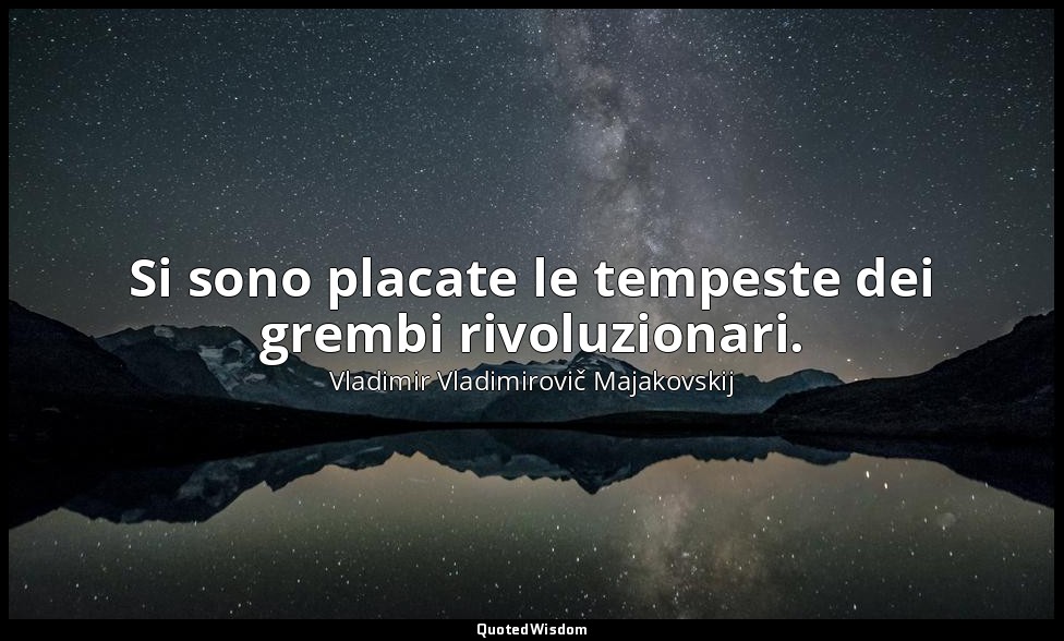 Si sono placate le tempeste dei grembi rivoluzionari. (da Della canaglia , 1920- — Vladimir Vladimirovič Majakovskij