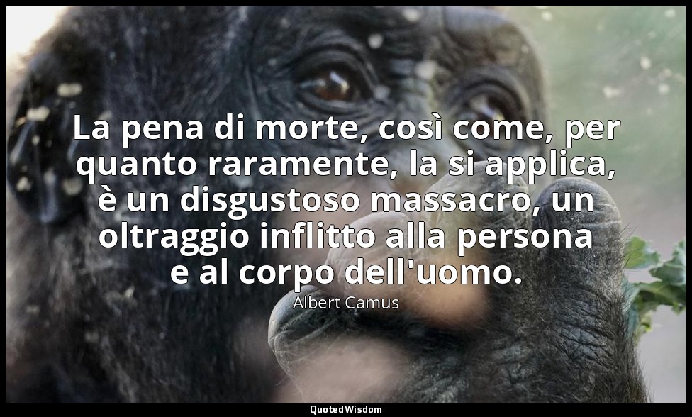 La pena di morte, così come, per quanto raramente, la si applica, è un disgustos — Albert Camus