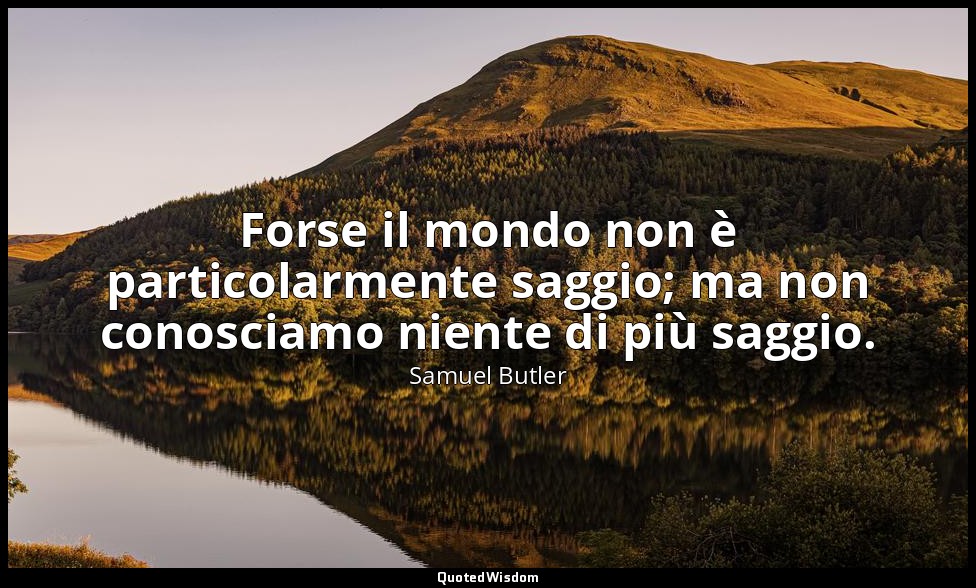 Forse il mondo non è particolarmente saggio; ma non conosciamo niente di più sag — Samuel Butler
