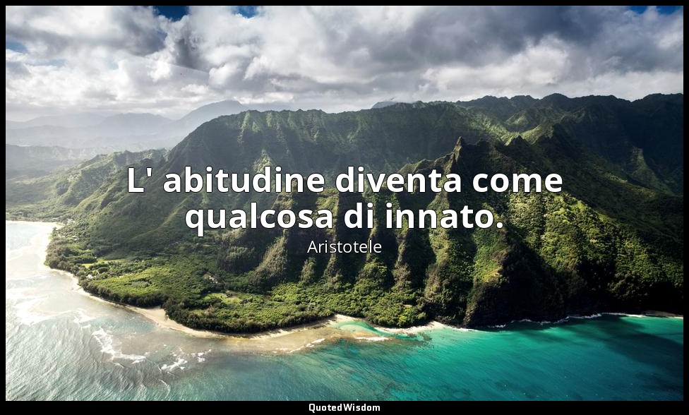L' abitudine diventa come qualcosa di innato. — Aristotele