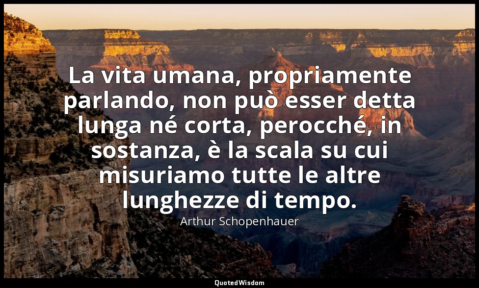 La vita umana, propriamente parlando, non può esser detta lunga né corta, perocc — Arthur Schopenhauer