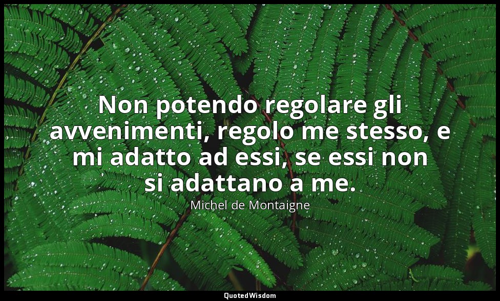 Non potendo regolare gli avvenimenti, regolo me stesso, e mi adatto ad essi, se  — Michel de Montaigne