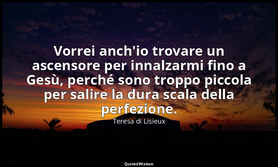 Vorrei anch'io trovare un ascensore per innalzarmi fino a Gesù, perché sono trop — Teresa di Lisieux
