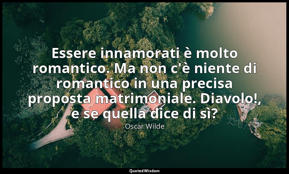 Essere innamorati è molto romantico. Ma non c'è niente di romantico in una preci — Oscar Wilde