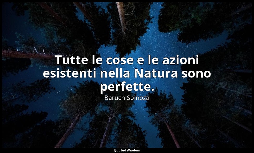 Tutte le cose e le azioni esistenti nella Natura sono perfette. — Baruch Spinoza