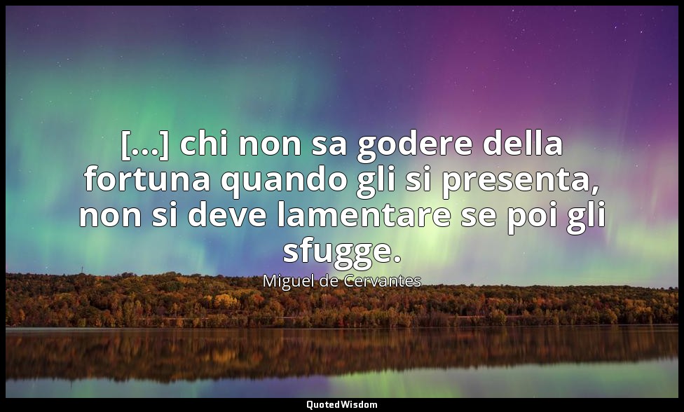 [...] chi non sa godere della fortuna quando gli si presenta, non si deve lament — Miguel de Cervantes