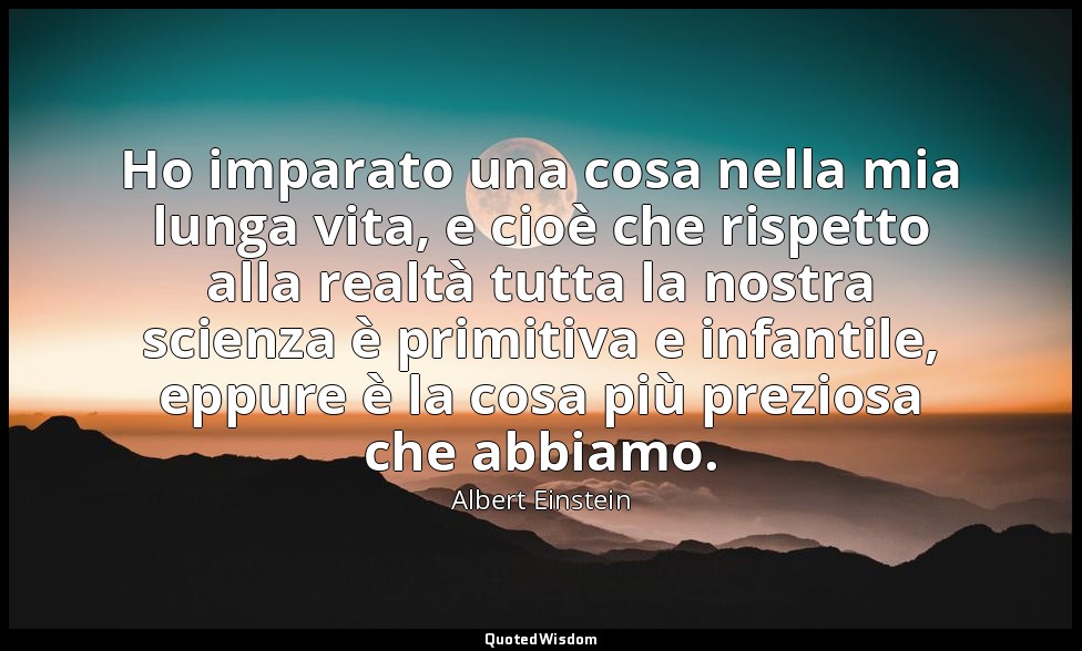 Ho imparato una cosa nella mia lunga vita, e cioè che rispetto alla realtà tutta — Albert Einstein