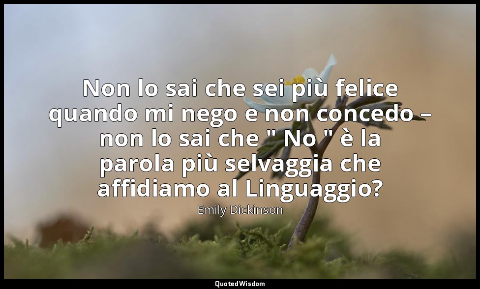 Non lo sai che sei più felice quando mi nego e non concedo – non lo sai che " No — Emily Dickinson