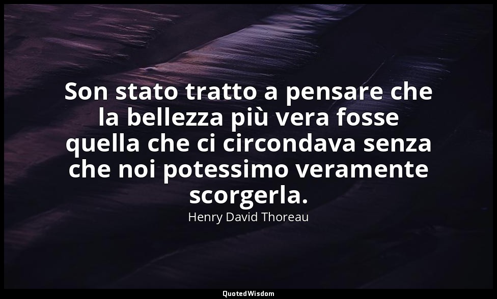 Son stato tratto a pensare che la bellezza più vera fosse quella che ci circonda — Henry David Thoreau