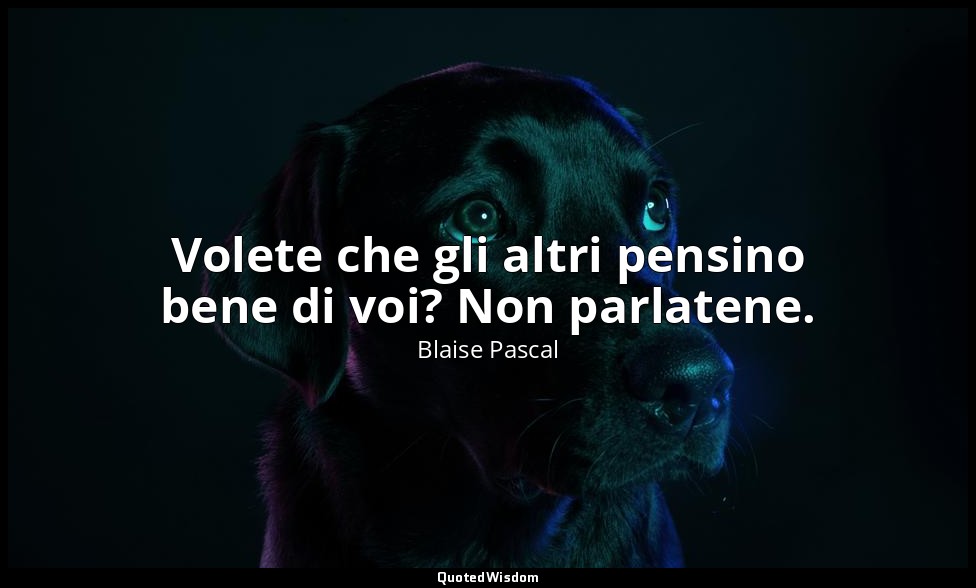 Volete che gli altri pensino bene di voi? Non parlatene. (n. 44, 1994) — Blaise Pascal
