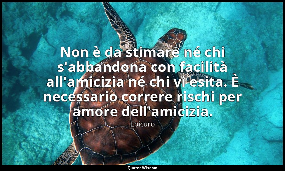 Non è da stimare né chi s'abbandona con facilità all'amicizia né chi vi esita. È — Epicuro