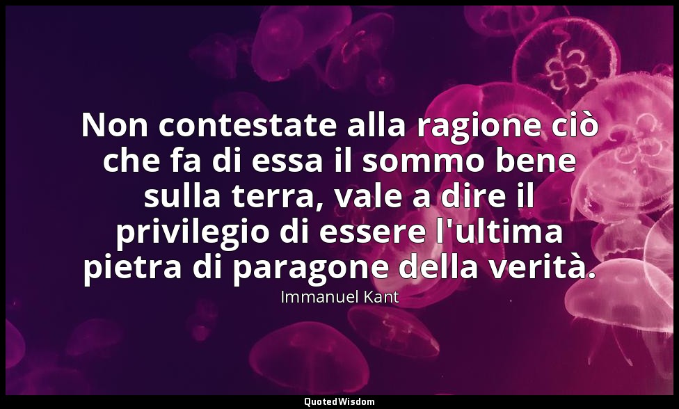 Non contestate alla ragione ciò che fa di essa il sommo bene sulla terra, vale a — Immanuel Kant
