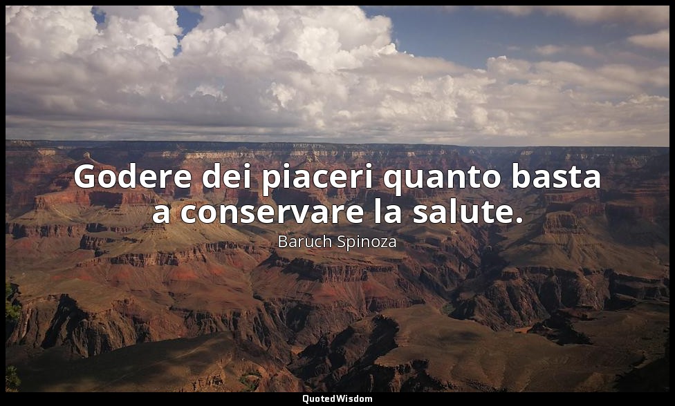 Godere dei piaceri quanto basta a conservare la salute. — Baruch Spinoza