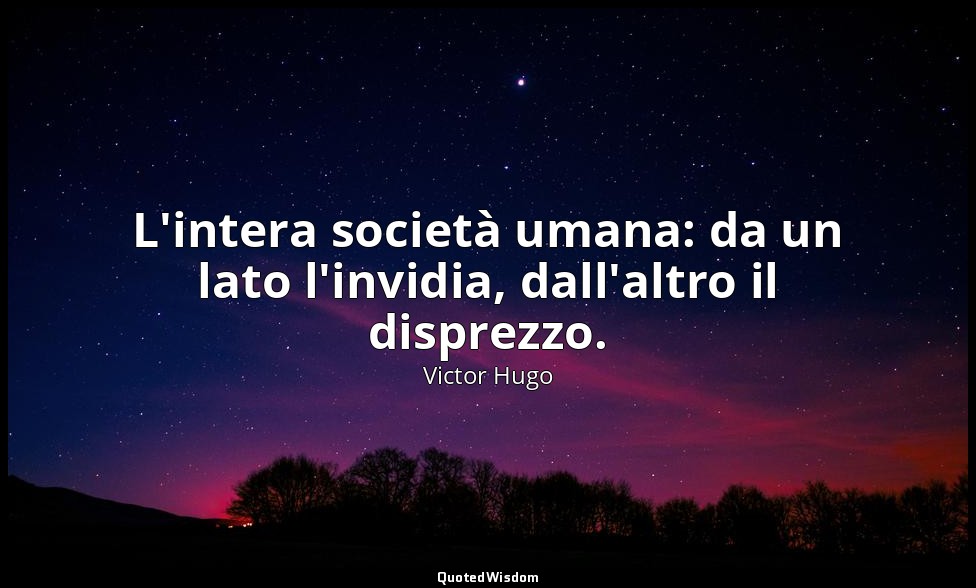 L'intera società umana: da un lato l'invidia, dall'altro il disprezzo. — Victor Hugo