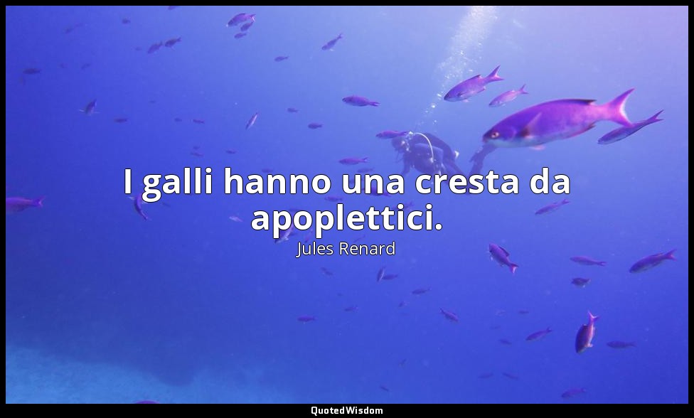 I galli hanno una cresta da apoplettici. (12 maggio 1895; Vergani, p. 95) — Jules Renard