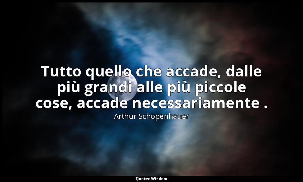 Tutto quello che accade, dalle più grandi alle più piccole cose, accade necessar — Arthur Schopenhauer