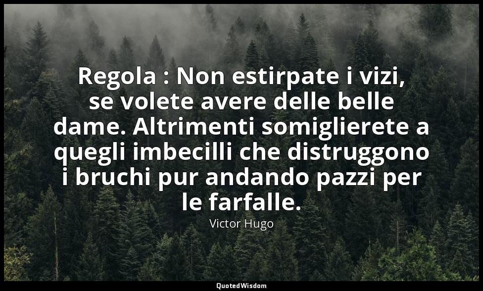 Regola : Non estirpate i vizi, se volete avere delle belle dame. Altrimenti somi — Victor Hugo