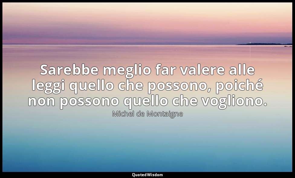 Sarebbe meglio far valere alle leggi quello che possono, poiché non possono quel — Michel de Montaigne