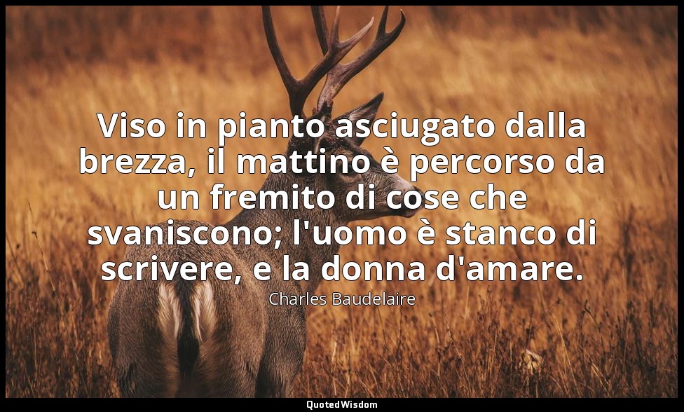 Viso in pianto asciugato dalla brezza, il mattino è percorso da un fremito di co — Charles Baudelaire