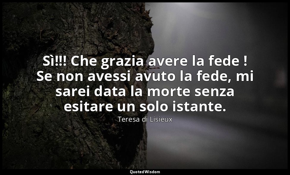 Sì!!! Che grazia avere la fede ! Se non avessi avuto la fede, mi sarei data la m — Teresa di Lisieux