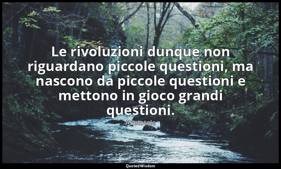 Le rivoluzioni dunque non riguardano piccole questioni, ma nascono da piccole qu — Aristotele