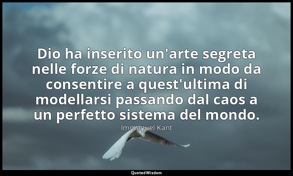 Dio ha inserito un'arte segreta nelle forze di natura in modo da consentire a qu — Immanuel Kant