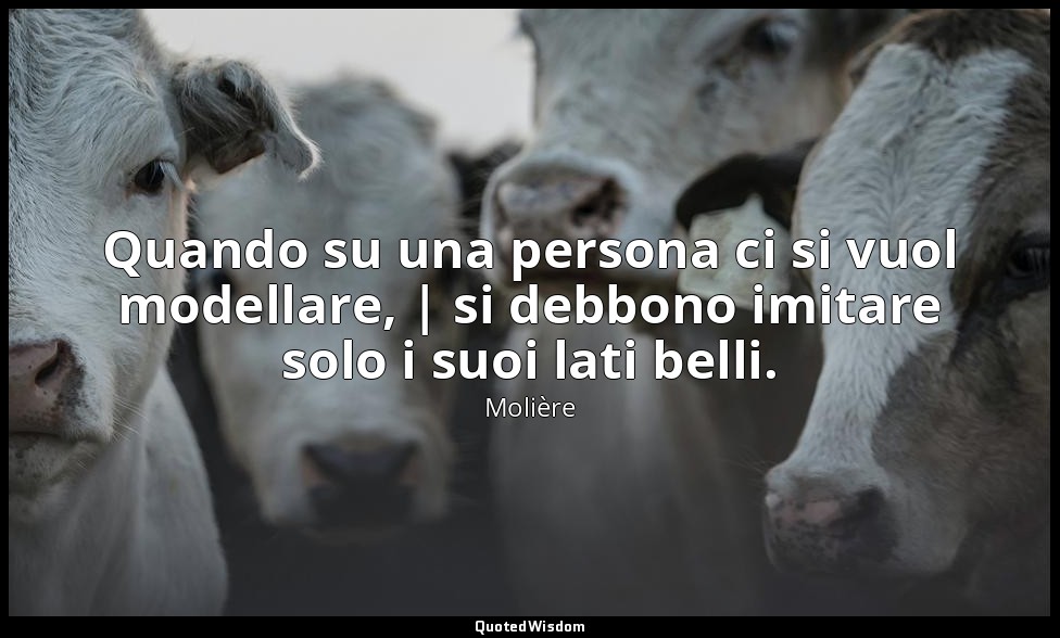Quando su una persona ci si vuol modellare, | si debbono imitare solo i suoi lat — Molière