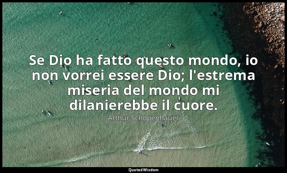 Se Dio ha fatto questo mondo, io non vorrei essere Dio; l'estrema miseria del mo — Arthur Schopenhauer