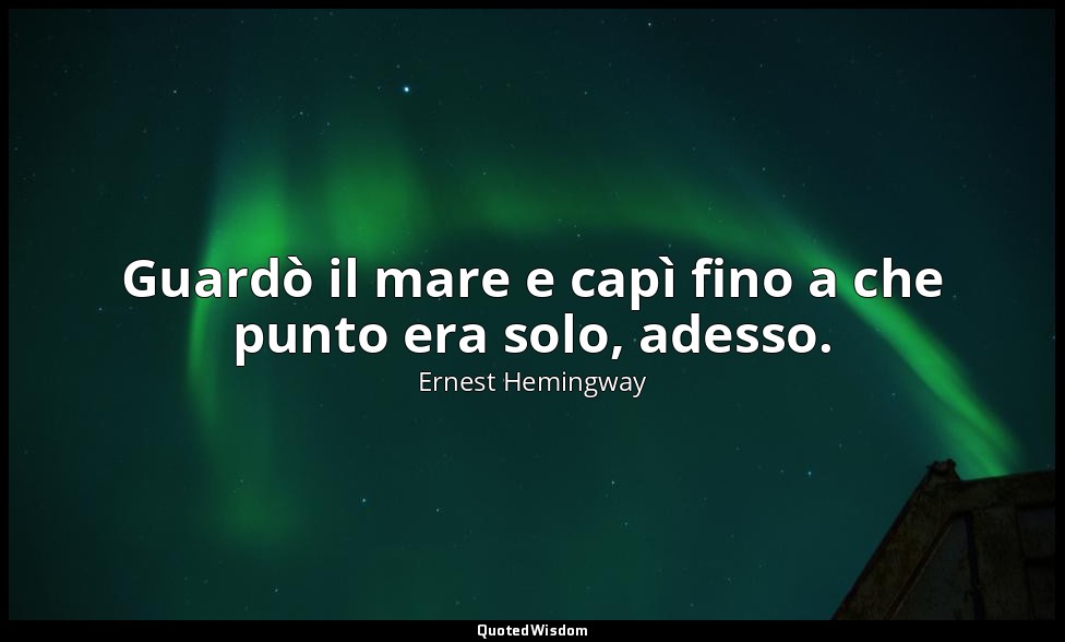 Guardò il mare e capì fino a che punto era solo, adesso. — Ernest Hemingway