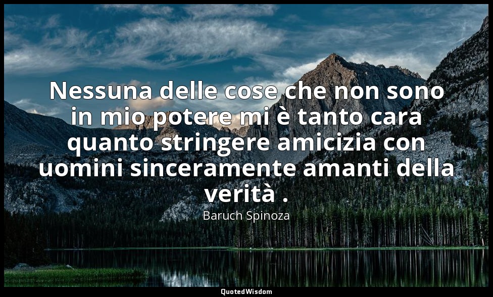 Nessuna delle cose che non sono in mio potere mi è tanto cara quanto stringere a — Baruch Spinoza