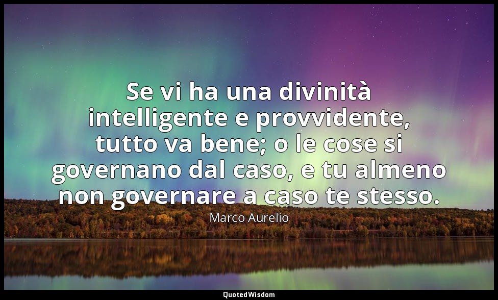 Se vi ha una divinità intelligente e provvidente, tutto va bene; o le cose si go — Marco Aurelio