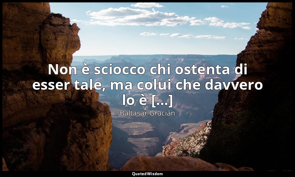 Non è sciocco chi ostenta di esser tale, ma colui che davvero lo è [...] (da Sap — Baltasar Gracián