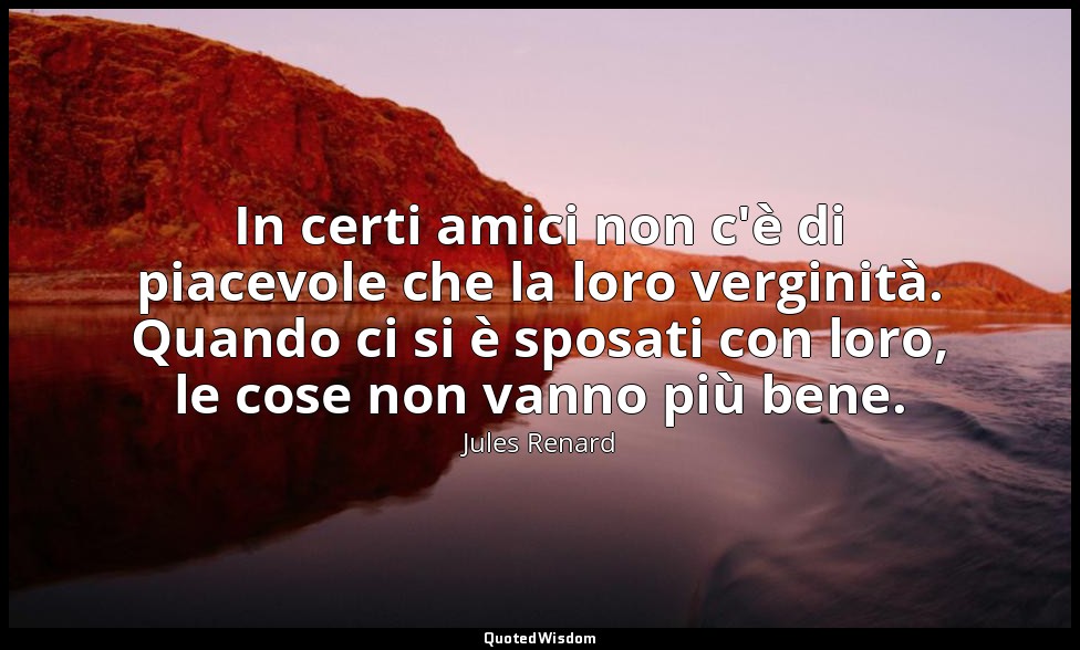 In certi amici non c'è di piacevole che la loro verginità. Quando ci si è sposat — Jules Renard