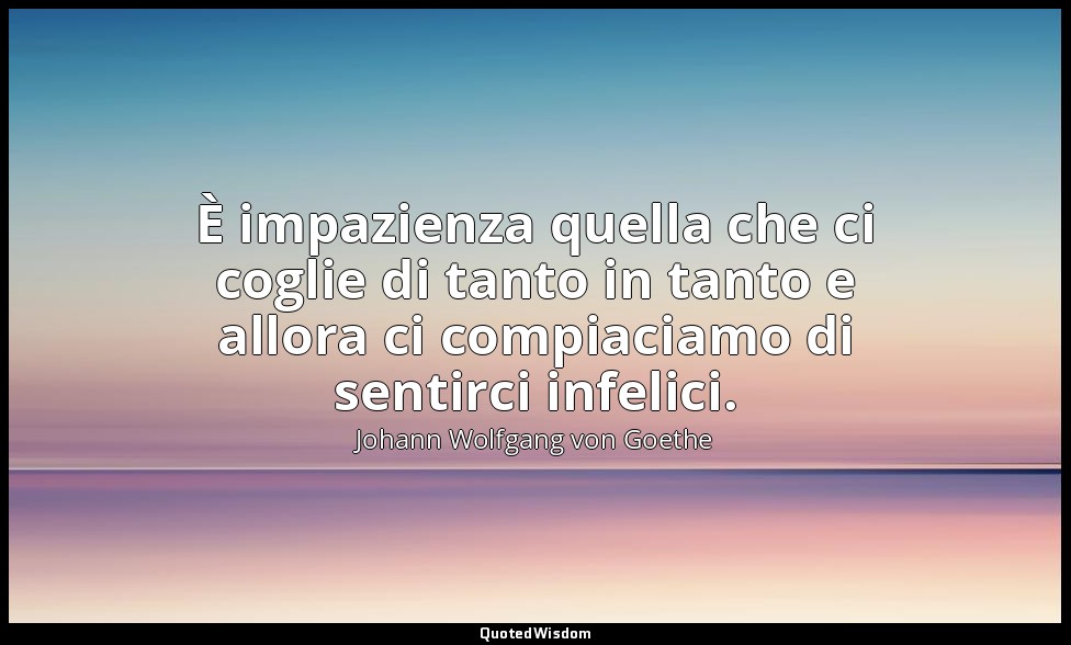 È impazienza quella che ci coglie di tanto in tanto e allora ci compiaciamo di s — Johann Wolfgang von Goethe