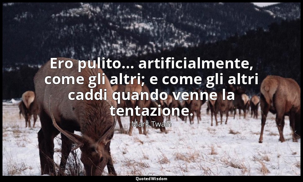 Ero pulito... artificialmente, come gli altri; e come gli altri caddi quando ven — Mark Twain