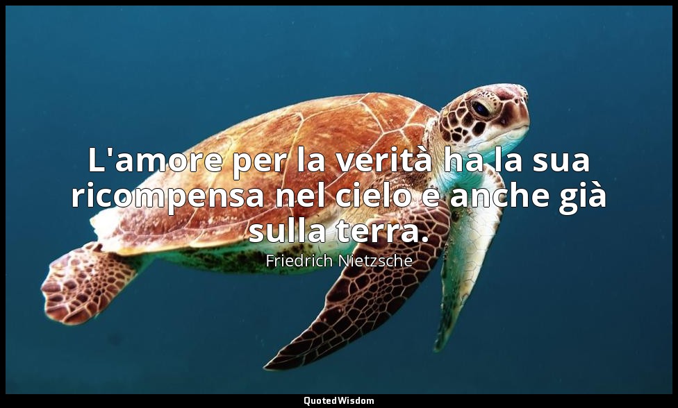 L'amore per la verità ha la sua ricompensa nel cielo e anche già sulla terra. (4 — Friedrich Nietzsche