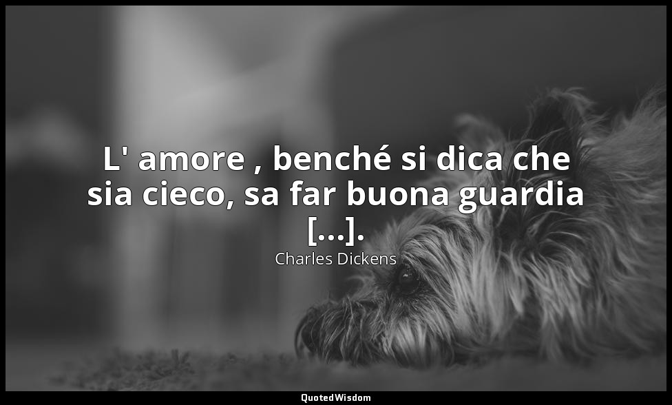 L' amore , benché si dica che sia cieco, sa far buona guardia [...]. (lib. II, c — Charles Dickens