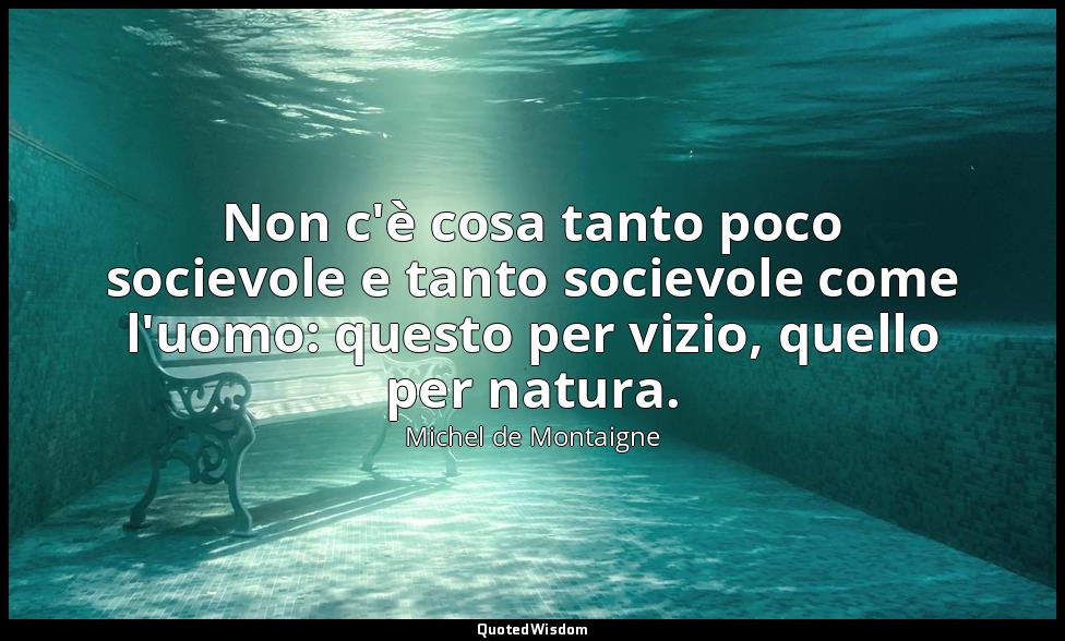 Non c'è cosa tanto poco socievole e tanto socievole come l'uomo: questo per vizi — Michel de Montaigne