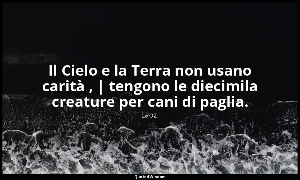 Il Cielo e la Terra non usano carità , | tengono le diecimila creature per cani  — Laozi