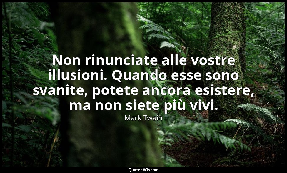 Non rinunciate alle vostre illusioni. Quando esse sono svanite, potete ancora es — Mark Twain
