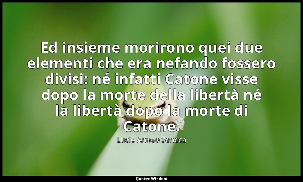 Ed insieme morirono quei due elementi che era nefando fossero divisi: né infatti — Lucio Anneo Seneca