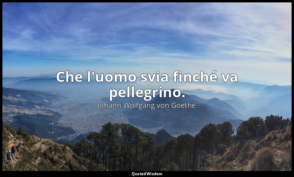 Che l'uomo svia finché va pellegrino. (Il Signore: parte I, capitolo Prologo in  — Johann Wolfgang von Goethe